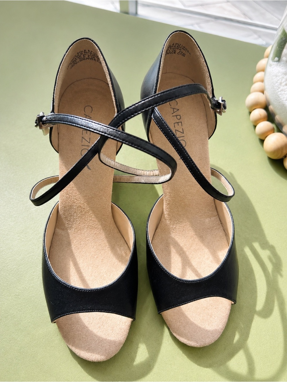 Capezio Black dance Cross-Strap Open-Toe Heels size 10